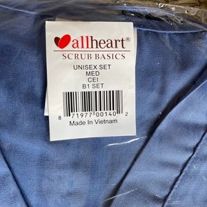 AllHeart Unisex Blue V-neck Short Sleeve Scrubs